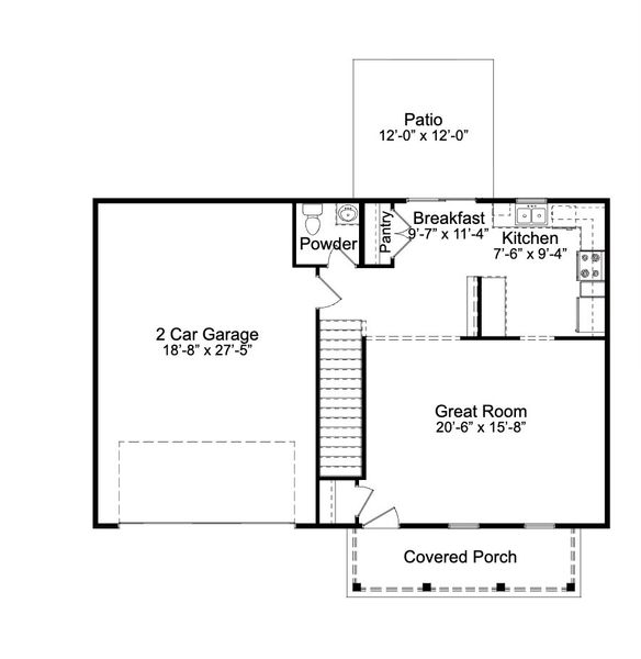 2D floor plan layout for the Tyler A by JC Jackson Homes,LLC in Heritage Pointe, Newport, NC (Image 5).