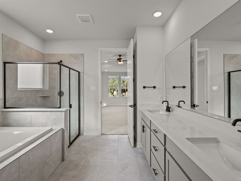 Furnished interior view inside a new home in Potranco Oaks, Castroville (Image 13).