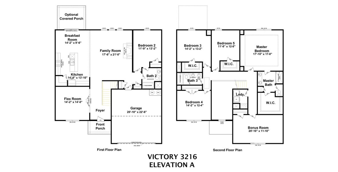2D floor plan layout for the Victory by Ivey Homes in Declaration Homes at Tillery Park West, Grovetown, GA (Image 3).