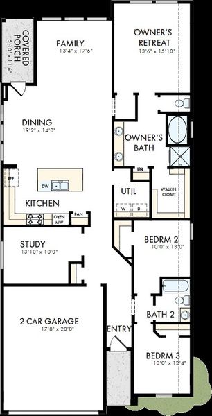 2D floor plan layout of this home in South Brook, Leander, TX (Image 3). 2D floor plan layout of this home in South Brook, Leander, TX (Image 3).