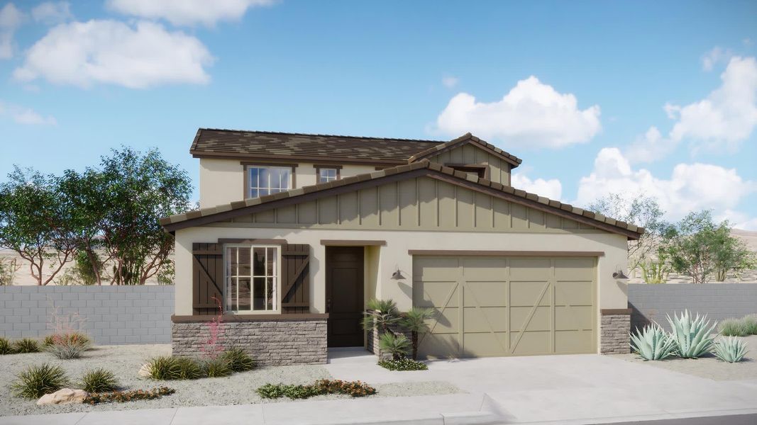 Farmhouse Elevation | Leo at Rialta | New Homes in Mesa, AZ by Landsea Homes