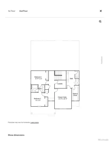 2D floor plan layout of this home in Ken-Caryl Ranch: The Monarch Collection, Littleton, CO (Image 2).