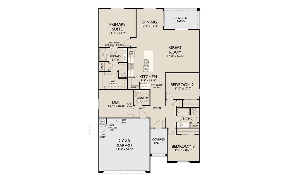 2D floor plan layout for the Marigold by Ashton Woods in Aloravita, Peoria, AZ (Image 4).
