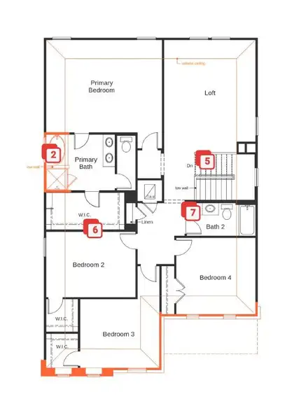 2D floor plan layout of this home in Salerno - Heritage Collection, Round Rock, TX (Image 3).