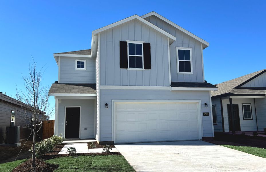 Representative exterior photo of a completed home built from the Comal by Centex in Ashford Crossing, Princeton, TX (Image 2). Representative exterior photo of a completed home built from the Comal by Centex in Ashford Crossing, Princeton, TX (Image 2).