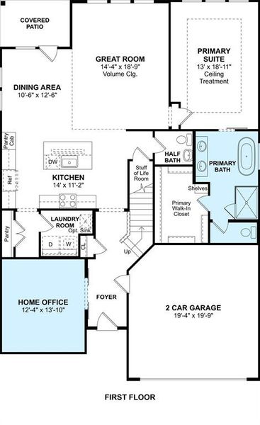 The Omaha floor plan by K. Hovnanian Homes. 1st Floor Shown. *Prices, plans, dimensions, features, specifications, materials, and availability of homes or communities are subject to change without notice or obligation.