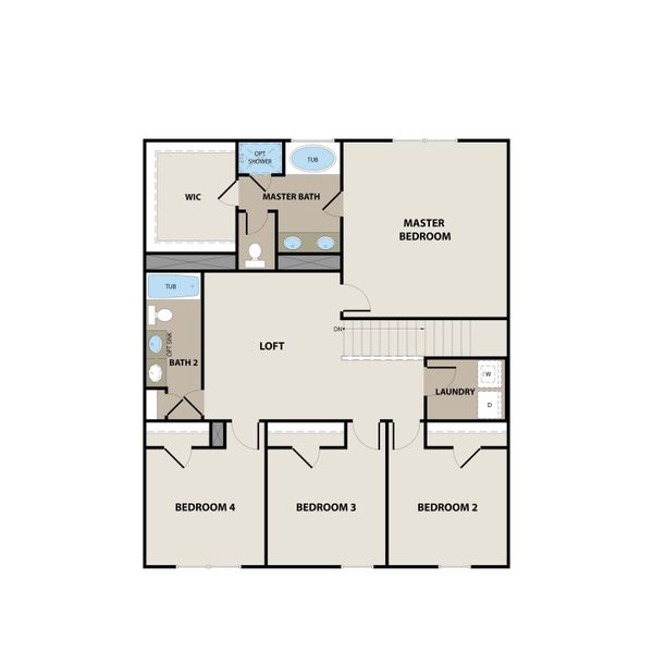 2D floor plan layout for the The Denmark by RTS Homes in Tranquil South, Hinesville, GA (Image 5).