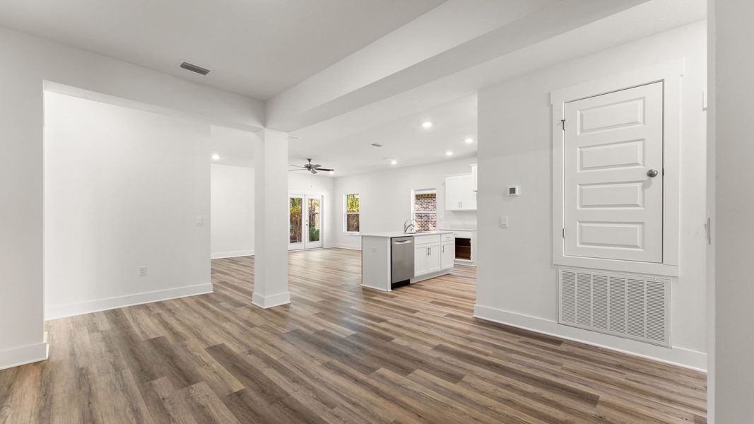 Representative unfurnished interior of a home built from the Kennedy by D.R. Horton in Holley Grove at Peach Creek, Santa Rosa Beach (Image 16). Representative unfurnished interior of a home built from the Kennedy by D.R. Horton in Holley Grove at Peach Creek, Santa Rosa Beach (Image 16).