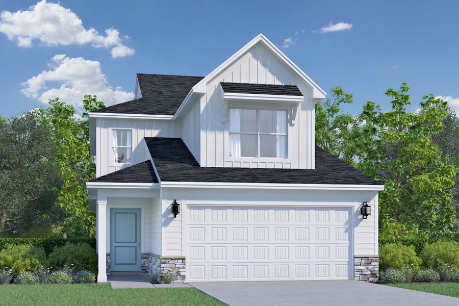 Representative exterior photo of a completed home built from the Stacey by Veranda Homes in Victorywoods Village, Columbia, SC (Image 1). Representative exterior photo of a completed home built from the Stacey by Veranda Homes in Victorywoods Village, Columbia, SC (Image 1).