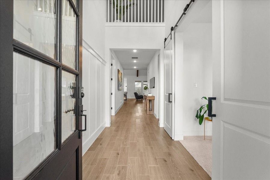 Gorgeous entry with wood-look tile.