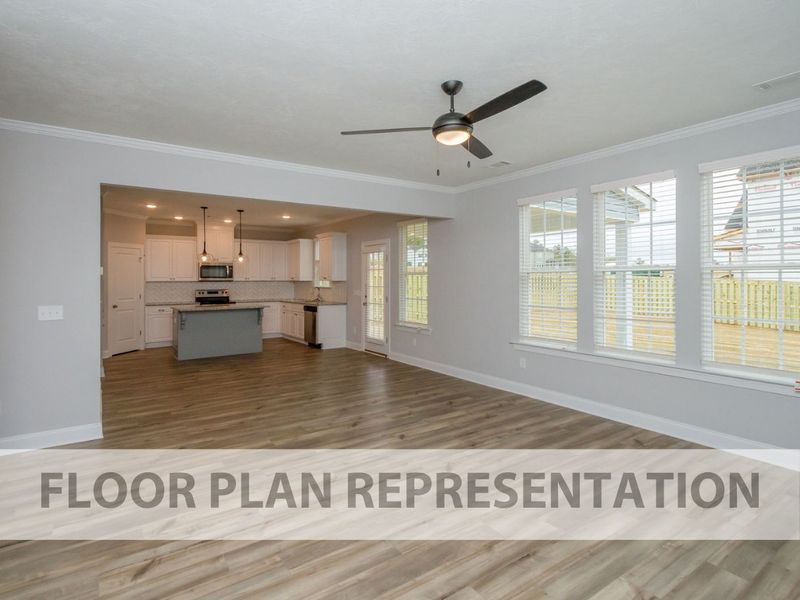 Living Area Cafe and Kitchen Floorplan Representation Photo | The Fairport II Plan