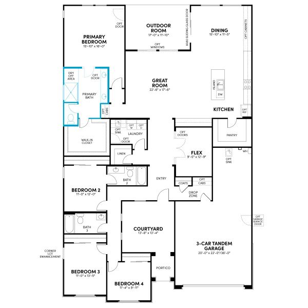 Floor 1: Walk-In Shower in Primary Bath Option