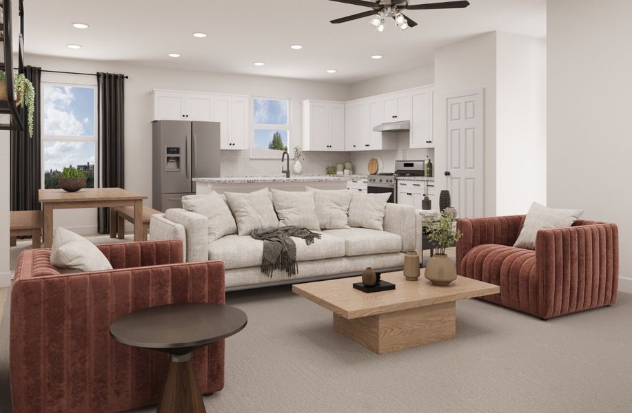 Representative furnished interior of a home built from the Conroe by Beazer Homes in Treeline, Justin (Image 7).