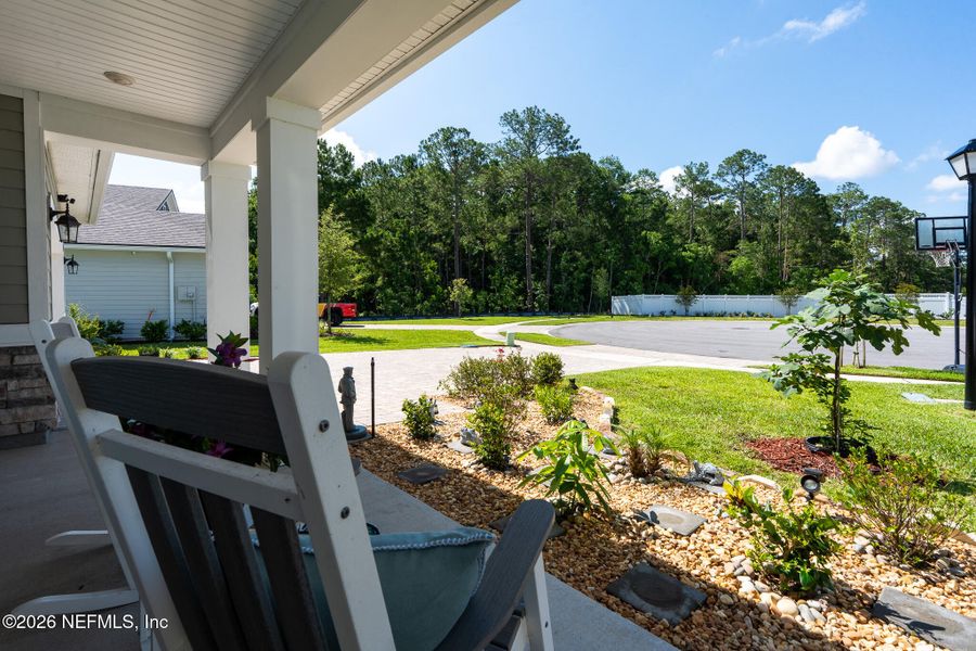 Exterior details and patio area of a home in Elm Creek at Silverleaf, St. Augustine (Image 25). Exterior details and patio area of a home in Elm Creek at Silverleaf, St. Augustine (Image 25).