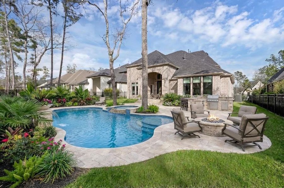 This digitally enhanced concept illustrates the potential for a comfortable outdoor living space perfect for entertaining.