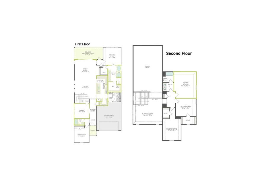 2D floor plan layout of this home in Painted Tree, McKinney, TX (Image 3).