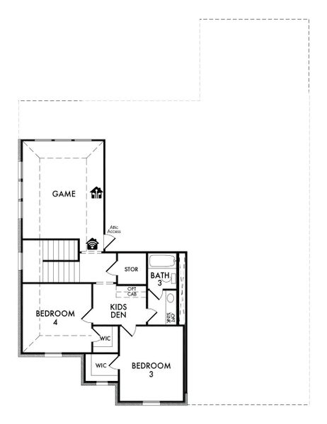 2D floor plan layout for the Radcliffe by Impression Homes in Still Water Lake Estates, Godley, TX (Image 4).