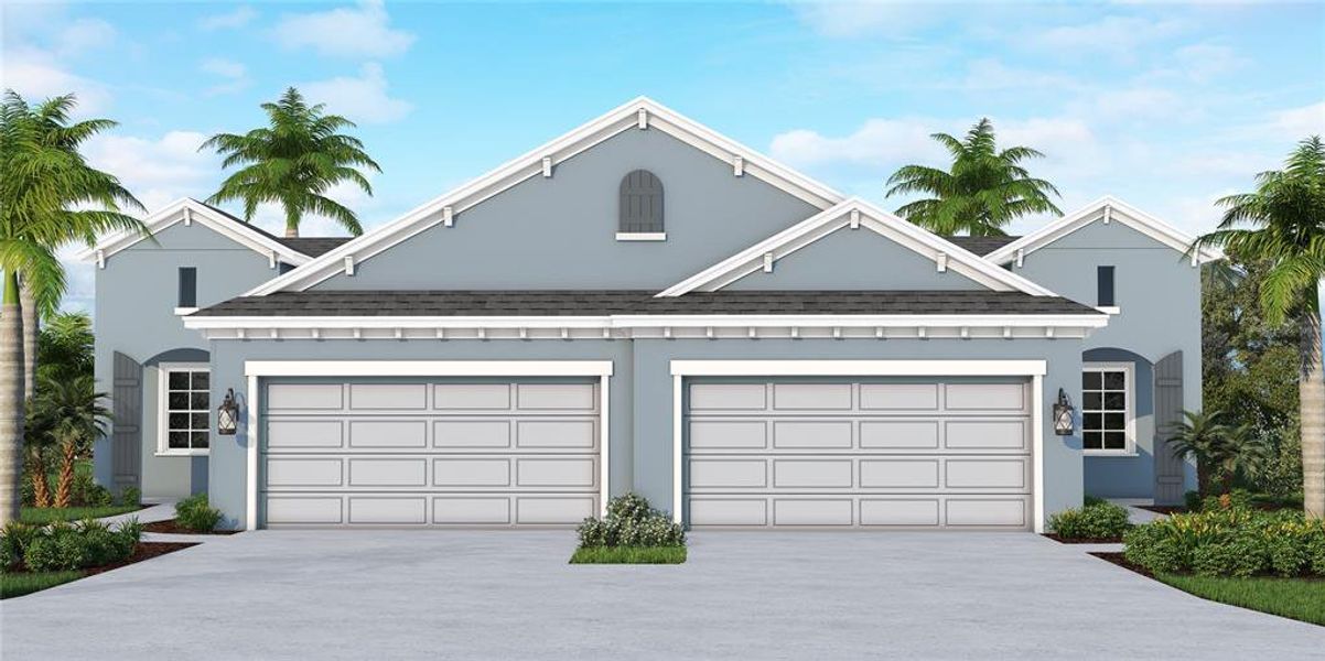 Front exterior of a new home in Wildleaf at North River Ranch, Parrish, FL, highlighting curb appeal (Image 1). Front exterior of a new home in Wildleaf at North River Ranch, Parrish, FL, highlighting curb appeal (Image 1).