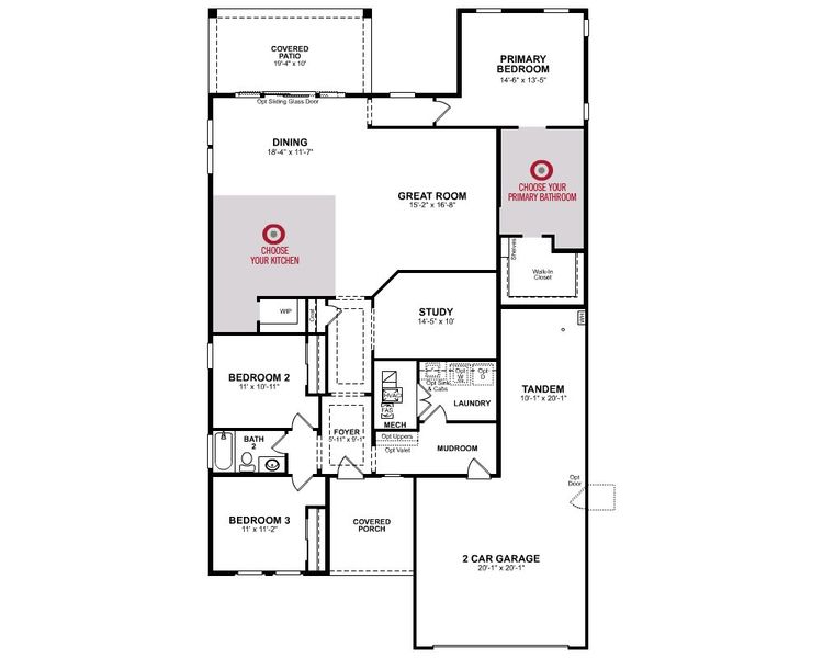 2D floor plan layout for the Bartlett by Beazer Homes in Montana Vista - Summit, Buckeye, AZ (Image 3).
