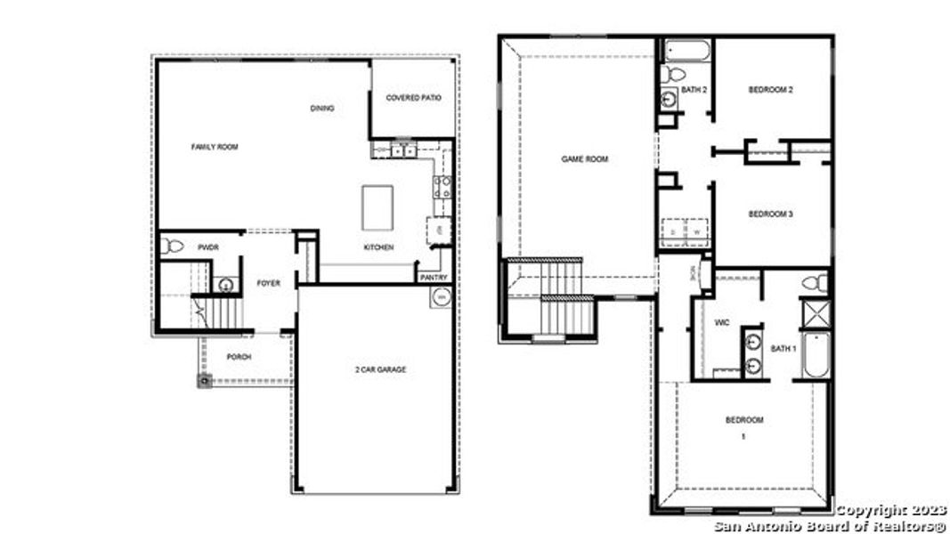 2D floor plan layout of this home in Steele Creek, Cibolo, TX (Image 2).