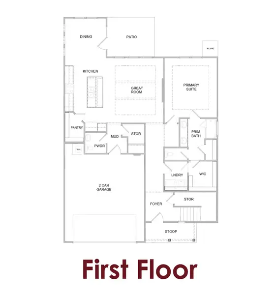 2D floor plan layout for the Brooke UHP                                                                Primary Suite on Main by Chafin Communities in Mallard’s Landing, Jefferson, GA (Image 3).