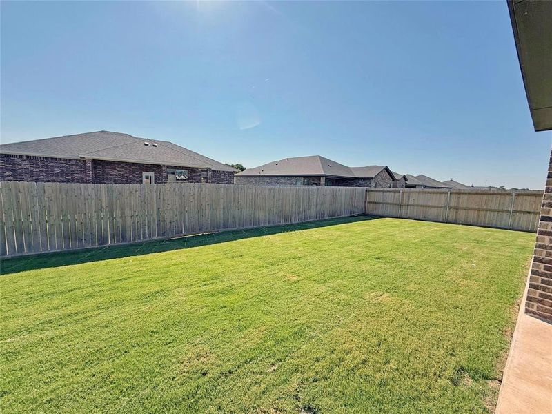 View of fenced backyard