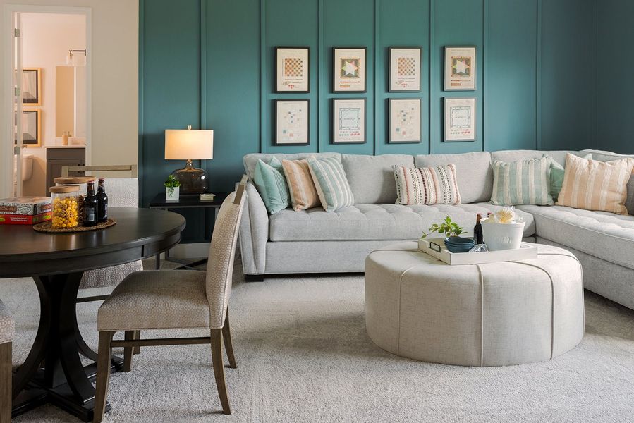 Representative furnished interior of a home built from the Sanibel by Park Square Residential in Marisol Pointe at MiraBay, Apollo Beach (Image 9).