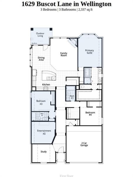 2D floor plan layout of this home in Wellington, Haslet, TX (Image 2).