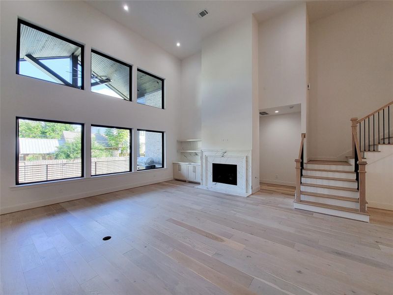 High ceiling living room