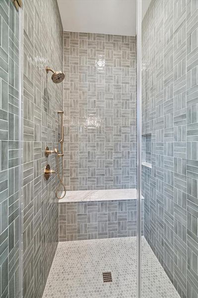 Guest Suite/Flex Shower featuring the beautiful tile from Ann Sacks by Studio McGee. This could be a cabana bath or guest bathroom.