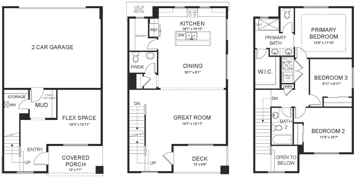 2D floor plan layout of this home in Parkside at Victory Ridge, Colorado Springs, CO (Image 1).