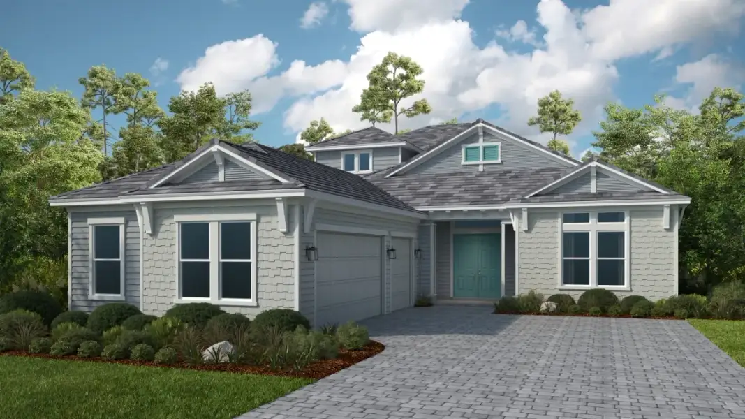 Representative exterior photo of a completed home built from the Argenta by Taylor Morrison in Esplanade at Pinewalk, St. Johns, FL (Image 1). Representative exterior photo of a completed home built from the Argenta by Taylor Morrison in Esplanade at Pinewalk, St. Johns, FL (Image 1).