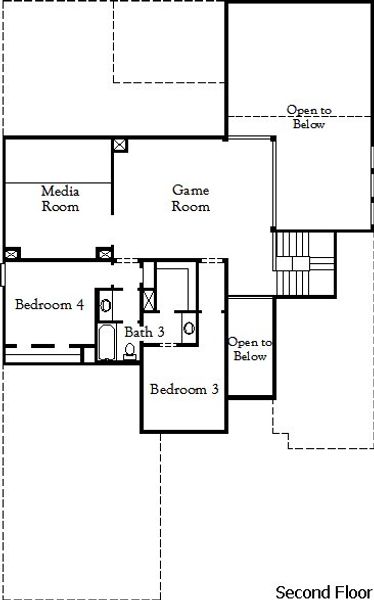 2D floor plan layout of this home in The Homestead, Rockwall, TX (Image 4).