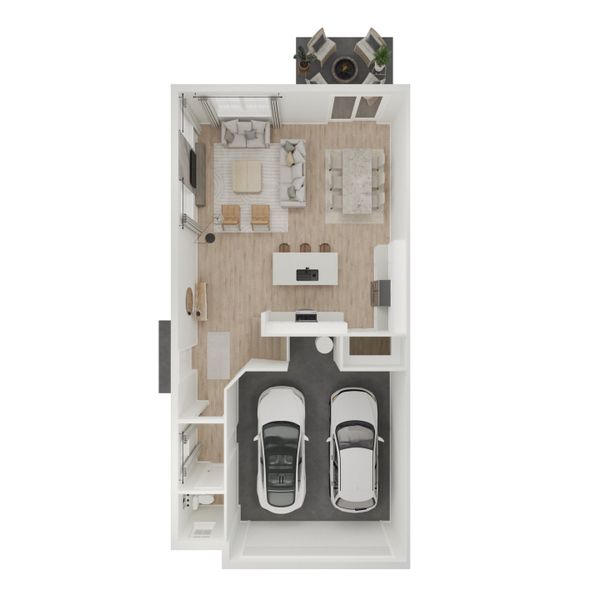 2D floor plan layout for the Fullerton II by K. Hovnanian® Homes in Salerno Reserve Townhomes, Stuart, FL (Image 5).