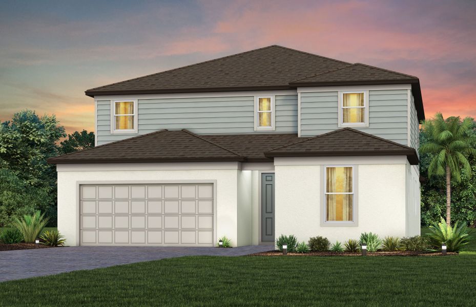 Representative exterior photo of a completed home built from the Serena by Pulte Homes in Spencer Glen, Riverview, FL (Image 2). Representative exterior photo of a completed home built from the Serena by Pulte Homes in Spencer Glen, Riverview, FL (Image 2).