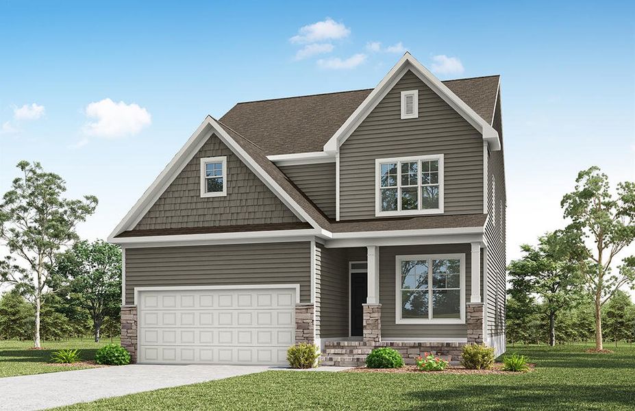 Representative exterior photo of a completed home built from the Oxford by Eastwood Homes in Black Forest Pointe, Benson, NC (Image 7).