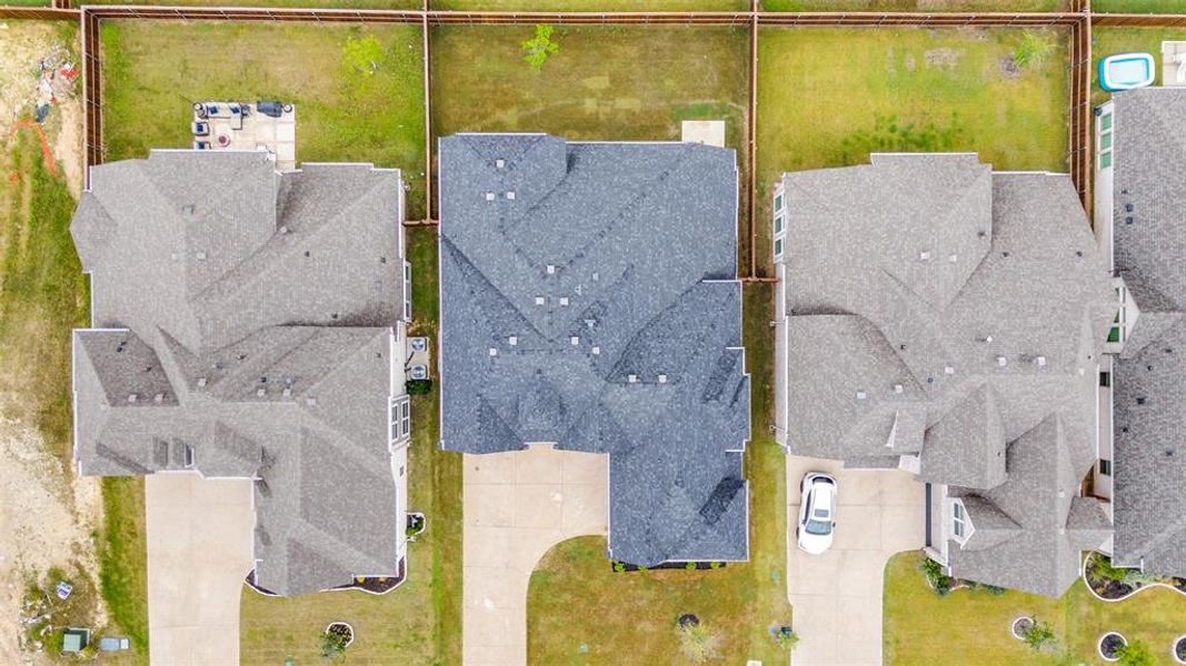 Aerial perspective of suburban area