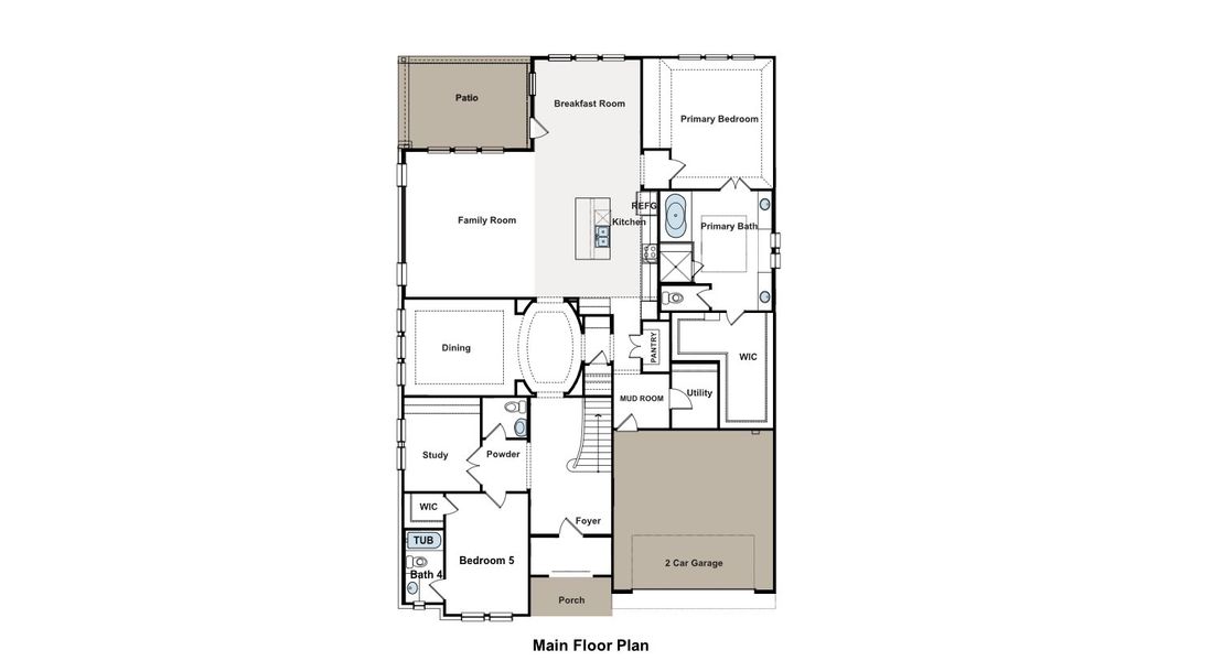 2D floor plan layout for the Kennedy II 5242 by GFO Home in Wellington, Haslet, TX (Image 3).