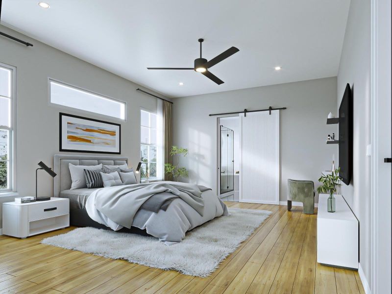 An abundance of natural light throughout.