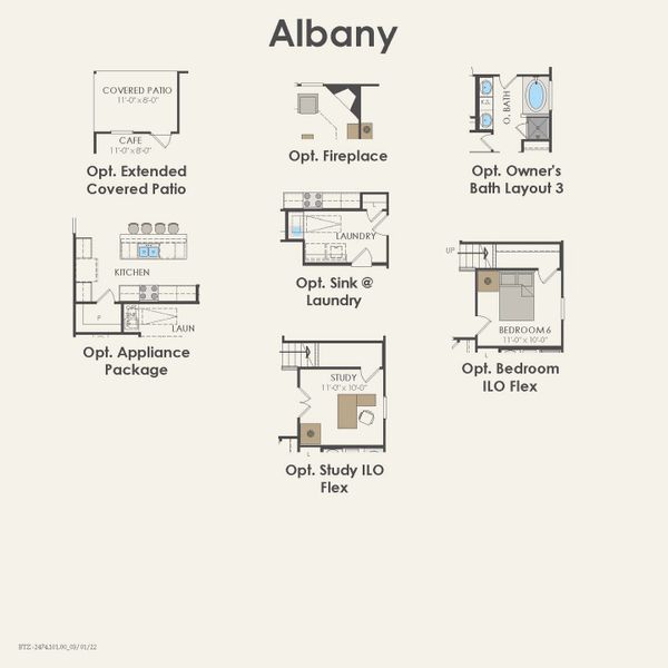 2D floor plan layout for the Albany by Pulte Homes in Kings Way, Denton, TX (Image 5).