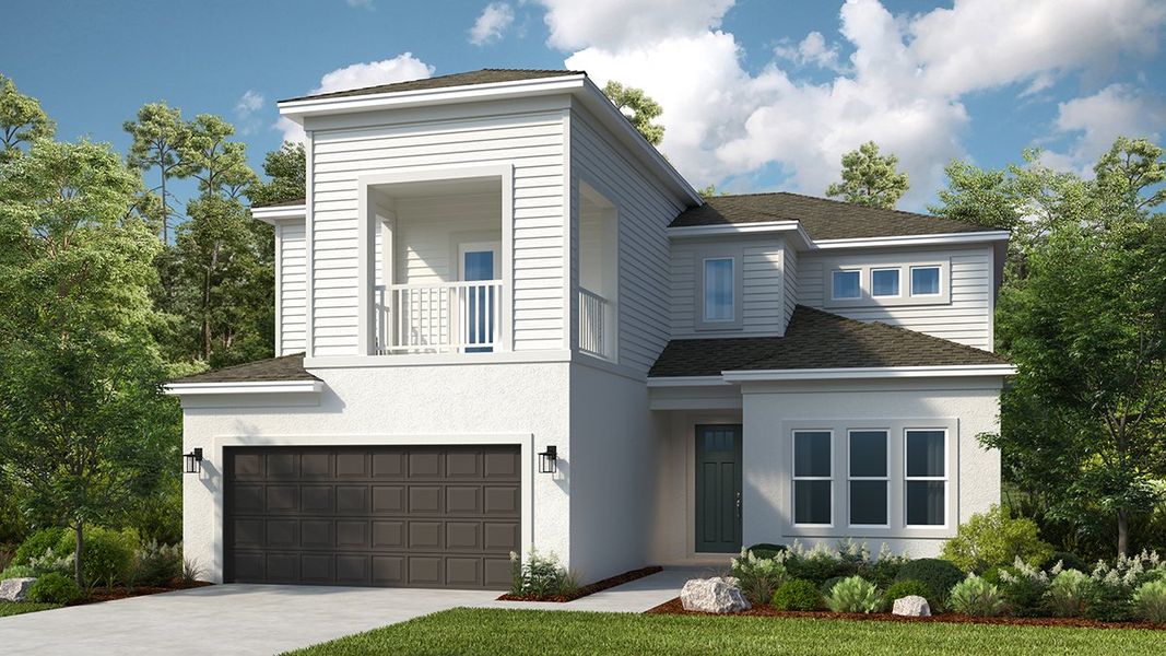 Representative exterior photo of a completed home built from the Barbados by Taylor Morrison in Hammock at Two Rivers, Zephyrhills, FL (Image 19). Representative exterior photo of a completed home built from the Barbados by Taylor Morrison in Hammock at Two Rivers, Zephyrhills, FL (Image 19).