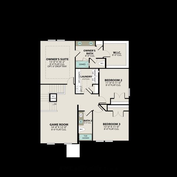 2D floor plan layout for the The Logan A by Davidson Homes LLC in Woods Crossing, Gallatin, TN (Image 3).