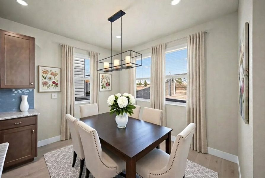 Furnished interior view inside a new home in Trails at Aspen Ridge-3, Colorado Springs (Image 8). Furnished interior view inside a new home in Trails at Aspen Ridge-3, Colorado Springs (Image 8).