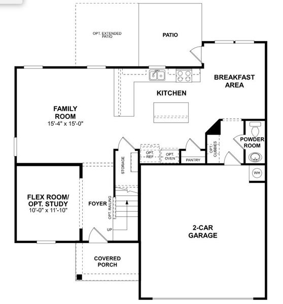 2D floor plan layout for the Dearborn II by M/I Homes in Bellamore, York, SC (Image 4).