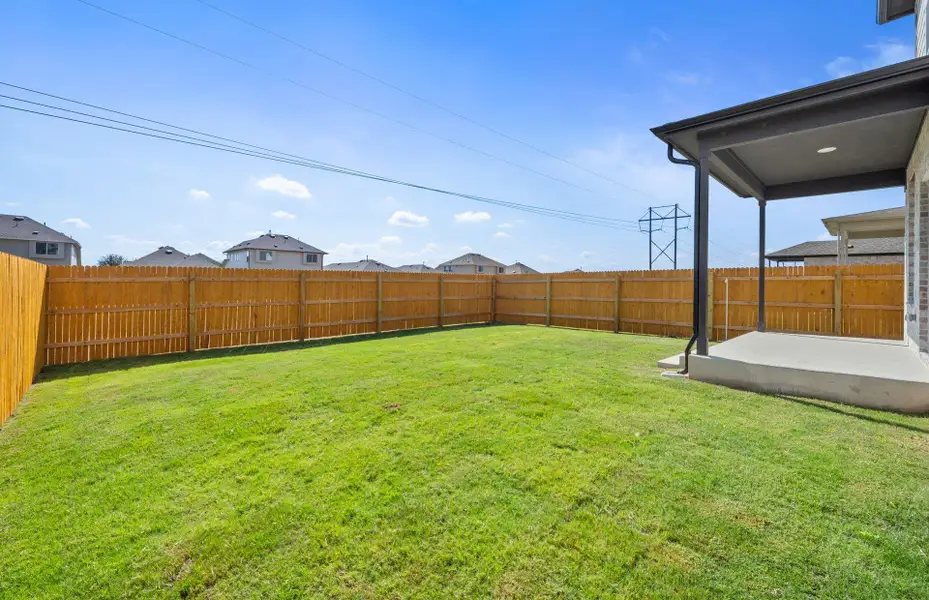 Exterior details and patio area of a home in Crosswinds, Kyle (Image 3). Exterior details and patio area of a home in Crosswinds, Kyle (Image 3).