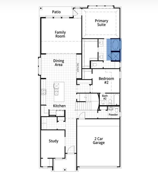 2D floor plan layout for the Martin by Highland Homes in Midline, Webster, TX (Image 23).