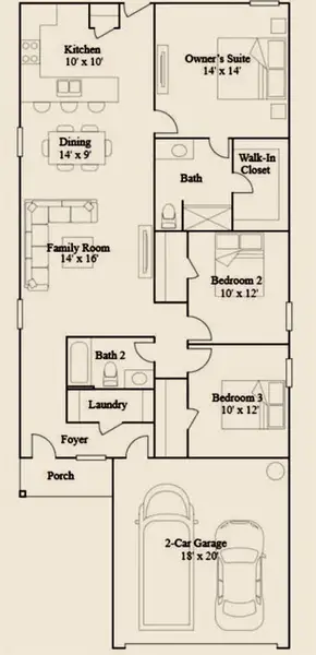 2D floor plan layout of this home in Tavola: Cottage Collection, New Caney, TX (Image 3). 2D floor plan layout of this home in Tavola: Cottage Collection, New Caney, TX (Image 3).
