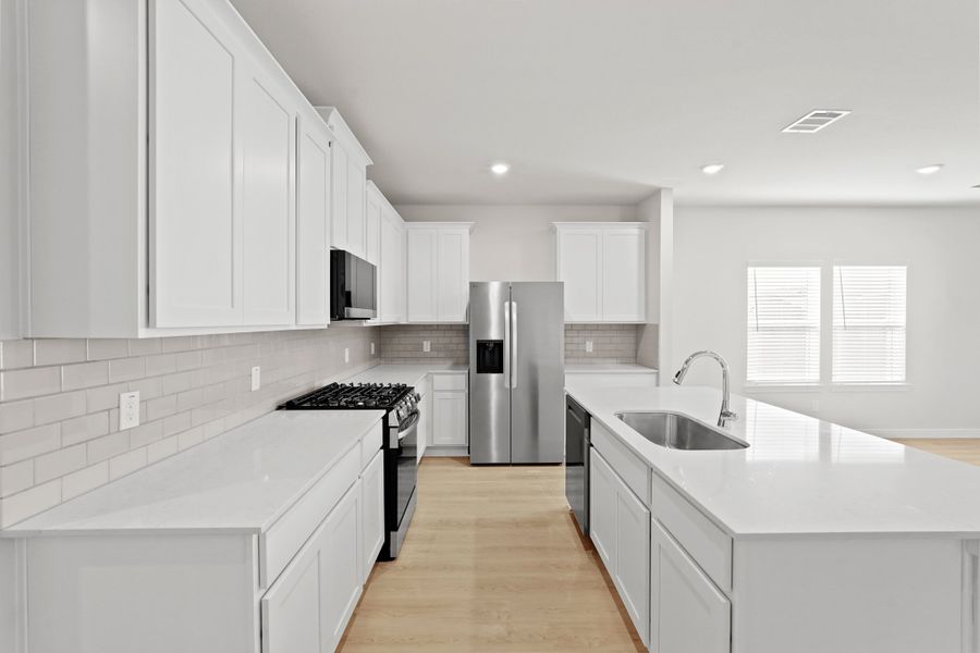 A kitchen with white cabinets. A kitchen with white cabinets.
