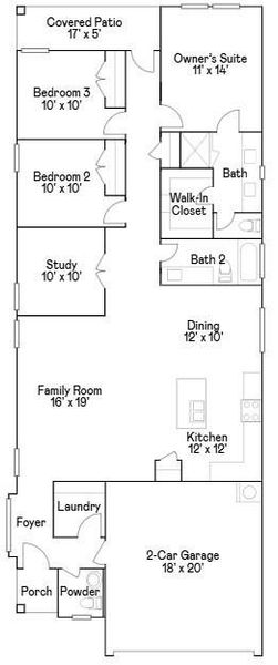 2D floor plan layout of this home in Windrose Green, Angleton, TX (Image 4).
