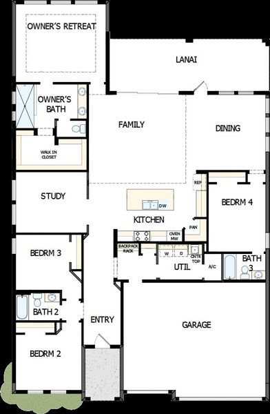 2D floor plan layout of this home in Chapel Crossings – Classic Series, Wesley Chapel, FL (Image 2). 2D floor plan layout of this home in Chapel Crossings – Classic Series, Wesley Chapel, FL (Image 2).